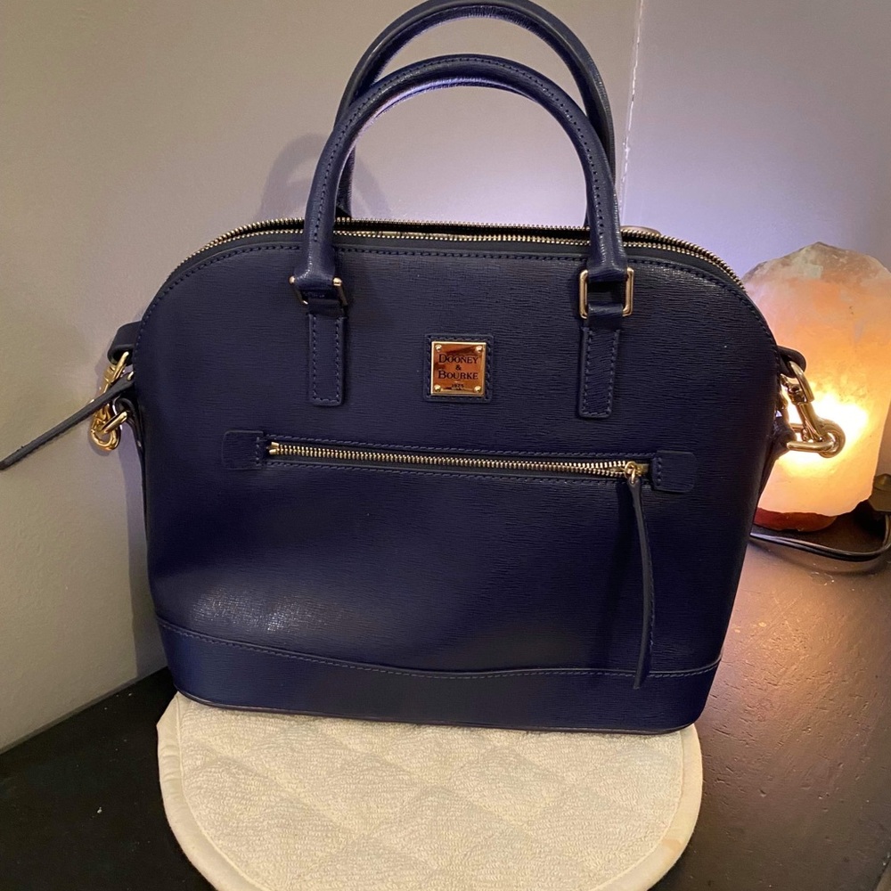 Dooney & Bourke Leather Navy Blue domed top Satchel